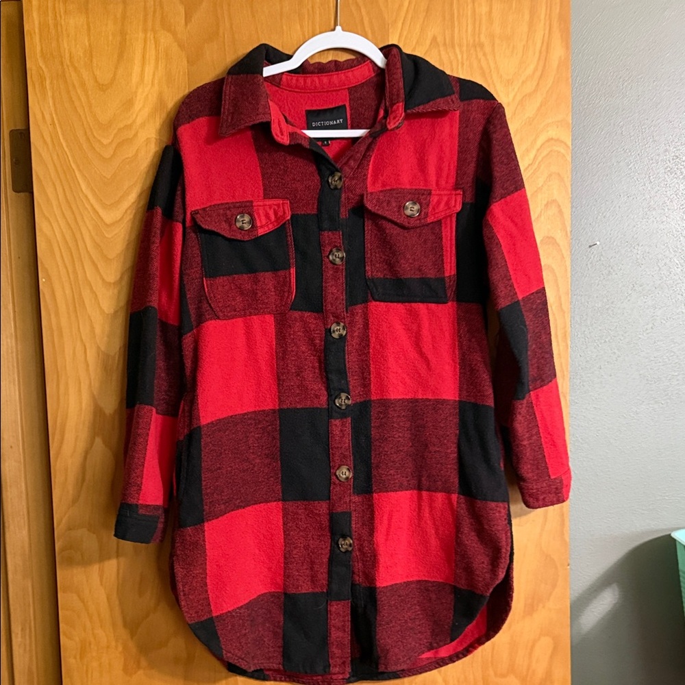 Stylish Red and Black Plaid Button Down Shirt